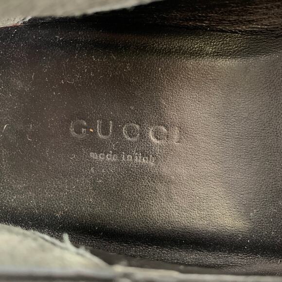 GUCCI Size 12 Black Embroidery Leather Horsebit Loafers main image 2